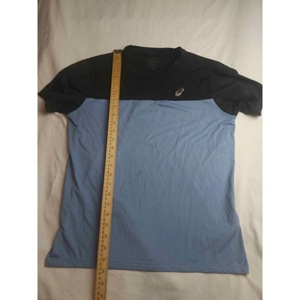 ASICS T-Shirt Mens M Blue Black Performance Tee Sportswear Athleisure Gym Run